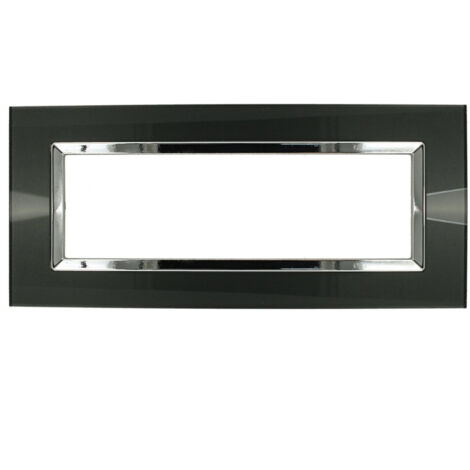 Placca Delux Vetro 2M 3M 4M 7M Acciaio Scuro Compatibile Vimar Arke  7 POSTI
