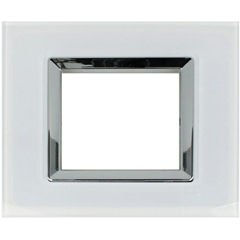 Placca Delux Vetro 2M 3M 4M 7M Bianco Compatibile Vimar Arke  2 POSTI