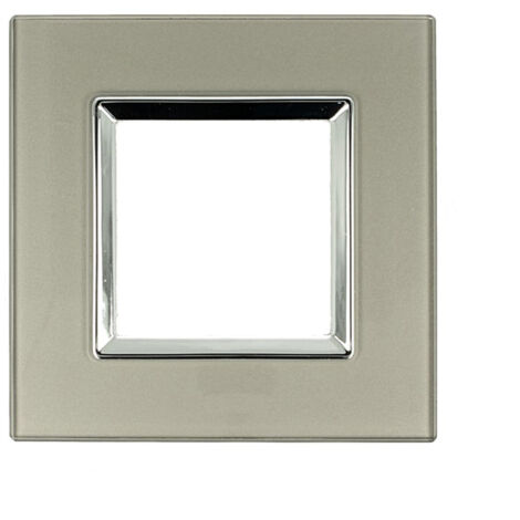 Placca Delux Vetro 2M 3M 4M 7M Titanio Compatibile Vimar Arke  2 POSTI
