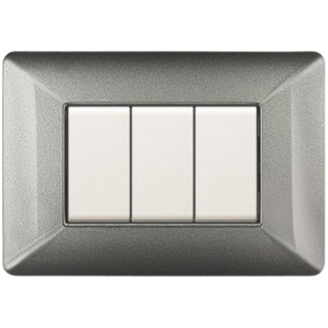 Placca Easy 3 Moduli Alluminio Notte ( ELETTROCANALI cod. ECSE9803AN )