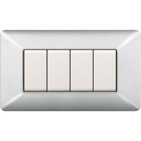 Placca Easy  4 Mod.Alluminio Chiaro ( Elettrocanali Cod. Se9804Ac )