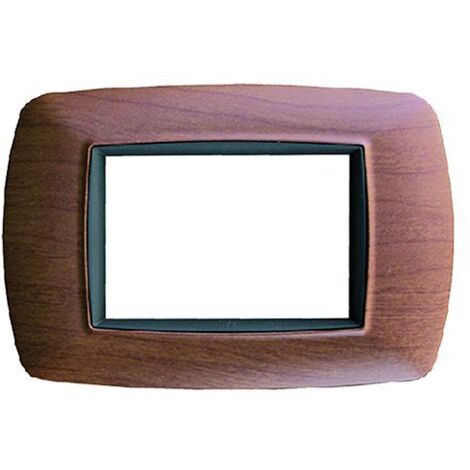 Placca Effetto Legno Chiaro 'Feb'  3 Posti - '2983/Lc' Compatibile Serie Magic