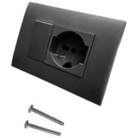 Placca electraline precomposta da 1 presa bivalenti 10/16a e deviatore nera - 22121