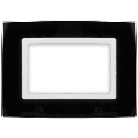 Placca Elegance 3M 4M 6M Compatibile Bticino Matix Nero,3 POSTI