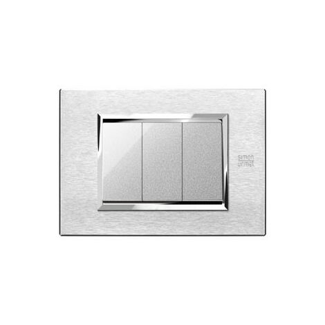Placca Expì Alluminio Satinato 3 Moduli Simon Urmet 13903.AS