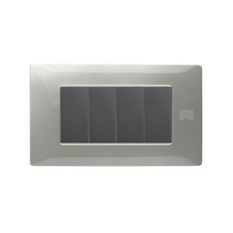 Placca Flexa Tecnopolimero Alluminio 4 Moduli Simon Urmet 11804.AL