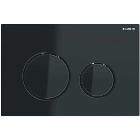 Placca Geberit Sigma50 Round Vetro Nero / Nero Cromo Doppio Tasto  115.651.SJ.1 Vetro Nero