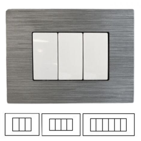 Placca Grigio Chiaro Satinato 3 Posti MATIX Compatibile-3 Posti