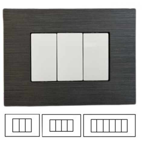 Placca Grigio Scuro Satinato 3 Posti MATIX Compatibile-3 Posti