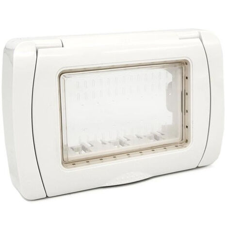 Placca idrobox 4 posti compatibile con matix IP55 coperchio modulo cassetta 503 bianco