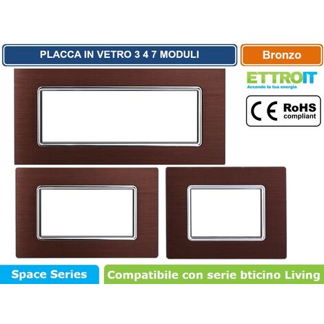 Renaudo.. BTICINO LIVINGLIGHT PLACCA 3 POSTI COLORE ACCIAIO SPAZZOLATO