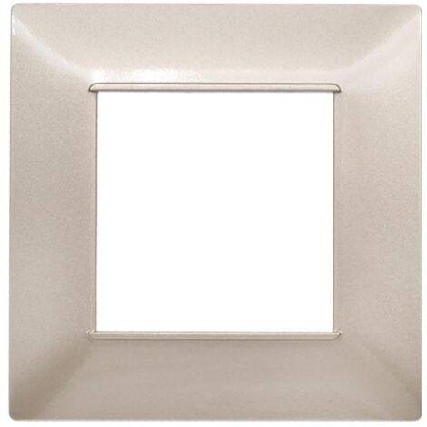 PLACCA IN TECNOPOLIMERO CHAMPAGNE SATINATO COMPATIBILE CON SERIE VIMAR PLANA 2 - 3 - 4 - 7 MODULI - Numero Moduli: 2 Moduli