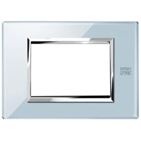 Placca in vetro azzurro cielo, 3 moduli, nea expi urmet 13003.az