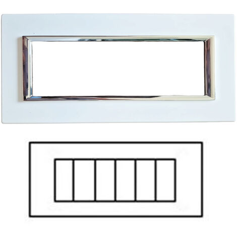 Placca Interruttore Bianca 6 Posti Compatibile Matix Copripresa C4806 WHT