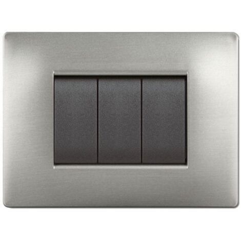 PLACCA LIFE Q LIVING PLAST ACCIAIO SATINATO 4P