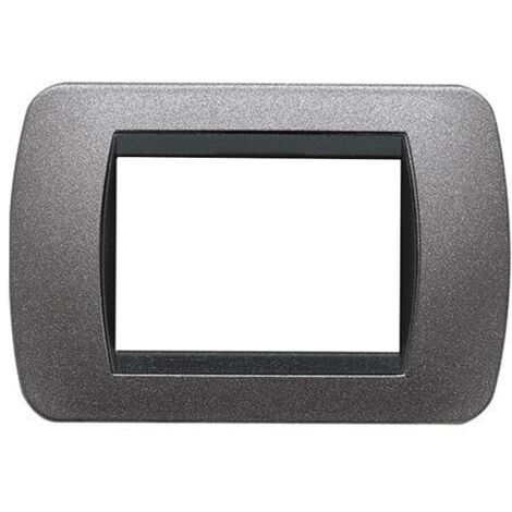 Placca Livinglight Bticino 3 moduli tonda in metallo finitura grafite