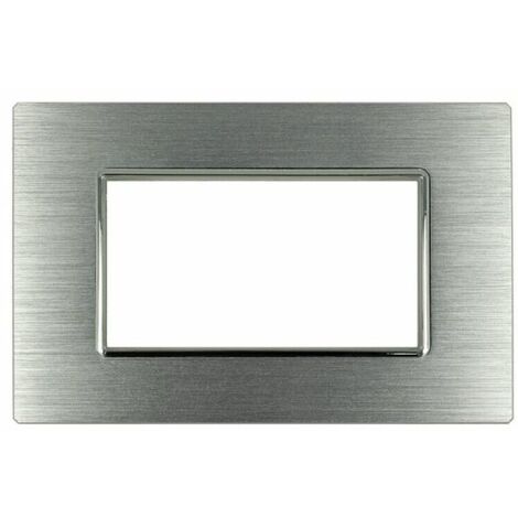 Placca Luxury 504 4M In Metallo Satinato Colore Argento Compatibile Con Bticino Axolute SD21004-7MT