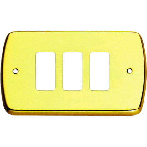 PLACCA MAGIC COPRI INTERRUTTORE OTTONE LUCIDO 3 FORI A.530