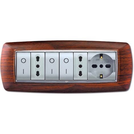 Placca Mylife 7 Mod. Legno Scuro ( Elettrocanali Cod. Ecl2987Ls )