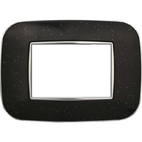 Placca Orbis Serie Moon 3P Colore Nero Brillante Compatibile Con Bticino Axolute