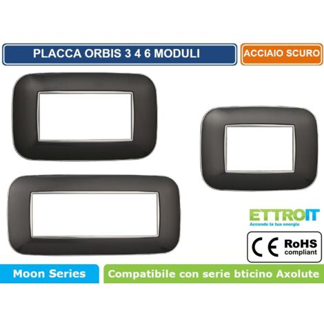 Placca Orbis Serie Moon 6P Colore Acciaio Scuro Compatibile Con Bticino Axolute