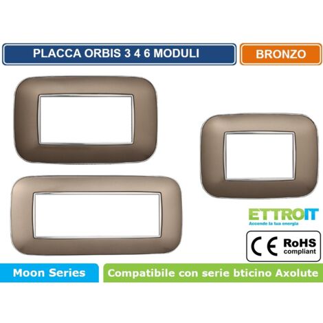 Placca Orbis Serie Moon 6P Colore Bronzo Compatibile Con Bticino Axolute
