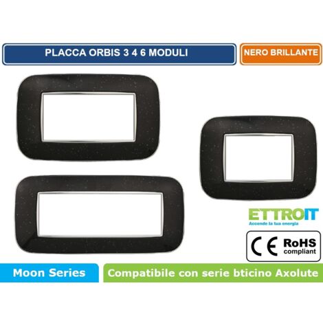 Placca Orbis Serie Moon 6P Colore Nero Brillante Compatibile Con Bticino Axolute