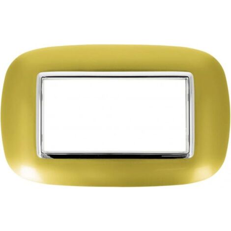 Placca Oval 504 4 Moduli Oro Lucido Compatibile con Bticino Axolute