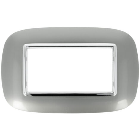Placca Oval 504 4M Moduli Silver Compatibile con Bticino Axolute
