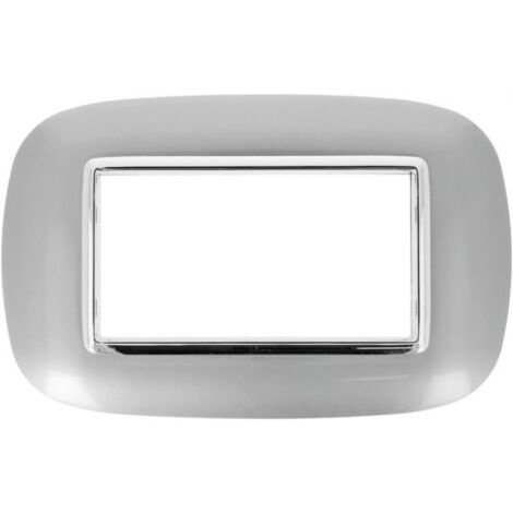Placca Oval Evolution 504 4M Cromo Lucido Compatibile con Bticino Axolute