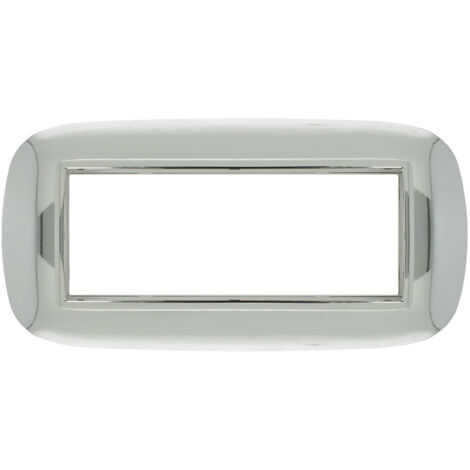 Placca Oval Evolution 506 6M Cromo Lucido Compatibile con Bticino Axolute