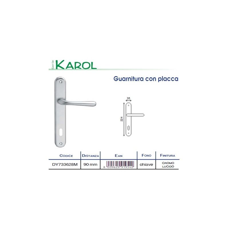 Image of Madidef - home system - guarnitura con placca serie karol in cromo lucido con foro