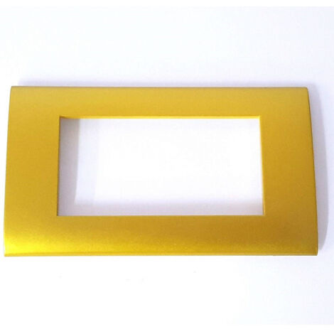 Placca Placchetta Cornice Plastica Oro Jklk40704 Quattro Uscite Posti Placchette