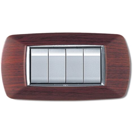 Placca placchetta per interruttore elettrico 4 Posti - Legno Scuro ECL2984LS