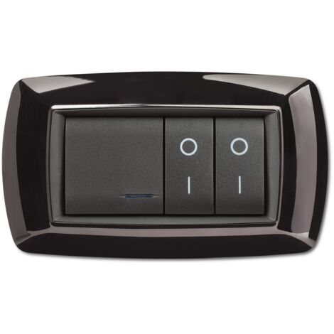 Placca placchetta per interruttore elettrico 4 Posti - Nero ECL2984N