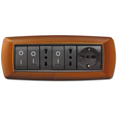 Placca placchetta per interruttore elettrico 7 Posti - Legno ECL2987LC