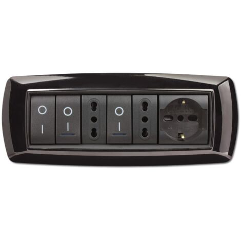 Placca placchetta per interruttore elettrico 7 Posti - Nero ECL2987N