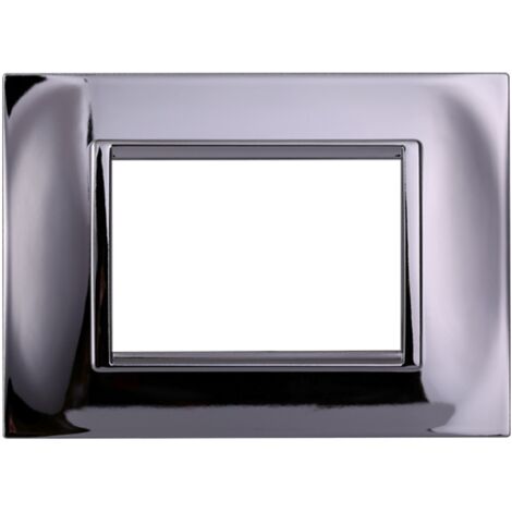 Placca Plastica Quadrata Serie Space 3P Colore Cromato Lucido Compatibile Con Bticino Living Light