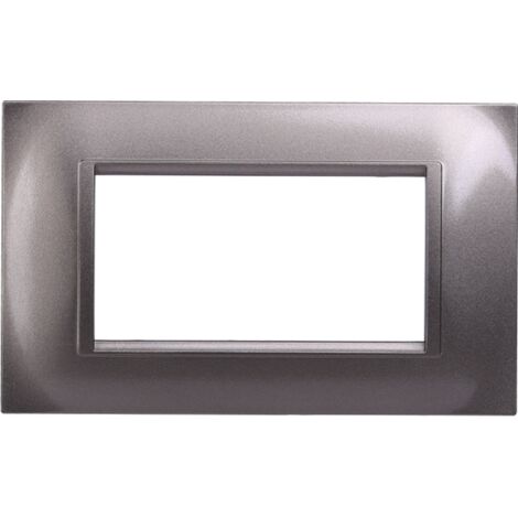Placca Plastica Quadrata Serie Space 4P Colore Titanio Compatibile Con Bticino Living Light