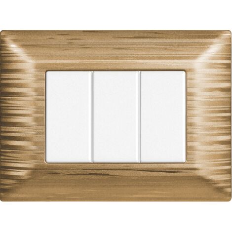 Placca Plastica Serie Solar 3P Colore Oro Satinato Compatibile Con Bticino Matix