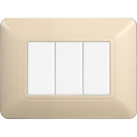 Placca Plastica Serie Solar 3P Colore Sabbia Compatibile Con Bticino Matix