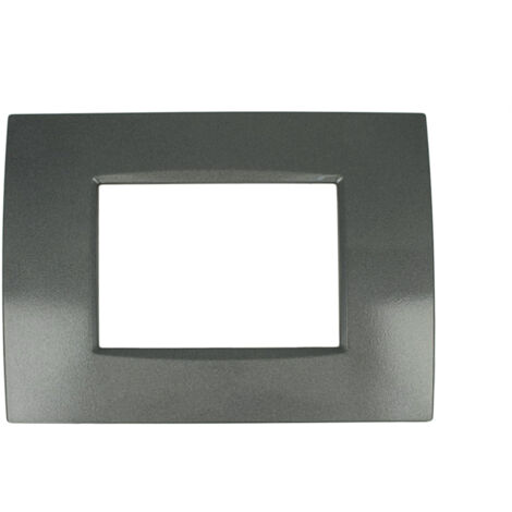 Placca Quadra 503 3M Moduli Tecnopolimero acciaio scuro Compatibile Bticino Living SD48203-8Q