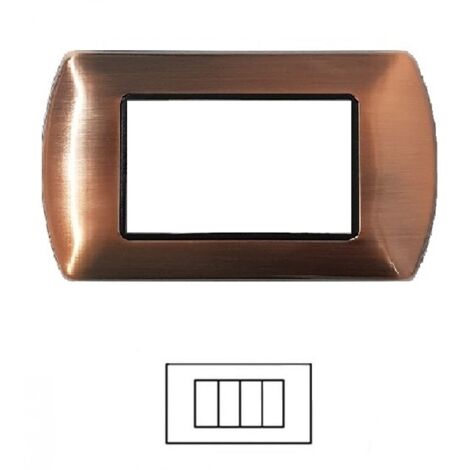 Placca rame ramata satinato 4 posti bticino living compatibile metallo