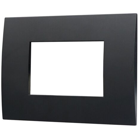 Placca Compatibile Vimar Plana - 3 Posti/Moduli, Nero | Per Interruttori E Prese Elettriche