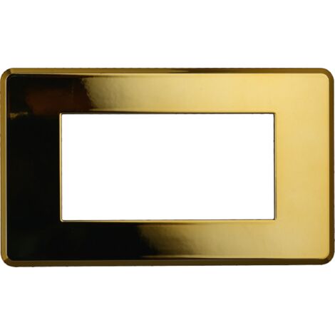 Placca Slim, serie Moon, 4 moduli, plastica, oro lucido, compatibile con serie BTicino Axolute Air - Ettroit AN87412
