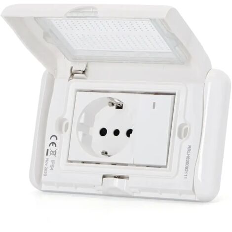 placca stagna coperchio idrobox 3 posti presa scuko e interruttore