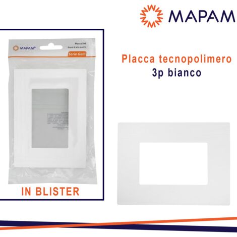 PLACCA TECNOPOLIMERO SPAZZOLATO 3P GEM BIANCO IN BLISTER