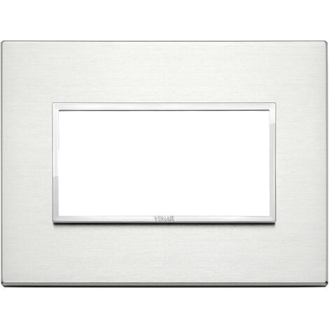 Placca Vimar Eikon Evo 4 moduli alluminio brillante 21654.01