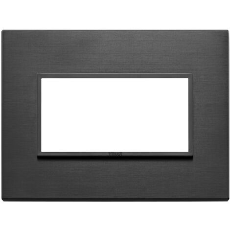 Placca Vimar Eikon Evo Alluminio Nero totale  4 moduli 21654.18