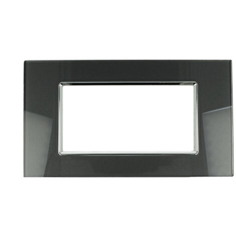 Placca Vitra 3M 4M 7M Acciaio Scuro Compatibile Vimar Plana 4 POSTI
